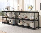 IBF Low Horizontal Book Shelf, Industrial Modern 3 Tier Bookshelf, Farmhouse Short Open Storage Organizer Long Shelf, Simple Wide Wood Metal Sturdy Etagere for Bedroom Living Room, Black Oak, 47 in