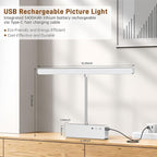 Picture Light, 15.35inch Wireless Picture Lights for Wall Rechargeable, Battery Lights for Pictures on Wall, 3 Color Art Lighting for Paintings with Timer and Dimmable Artwork Display (Silver-2PCS)