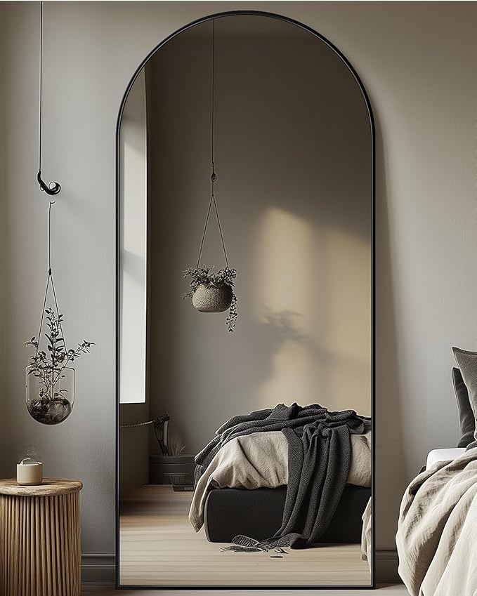 Suidia Arched Full Length Mirror, 71"x28" Floor Mirror Freestanding, Floor Standing Full Body Mirror with Stand for Bedroom, Hanging Leaning Mounted for Living Room Cloakroom, Black