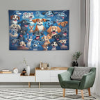 VUMIVI Cartoon Dog Tapestry Cute Puppy Pet Lovers Animal Theme Colorful Illustration Tapestry Wall Hanging for Living Room Bedroom Dorm Classroom Aesthetic Decor W90xL60in