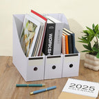 25 Pcs Cardboard Magazine File Holders Magazine Book Bin Box with Label Sticker Paper Organizer Storage Folder for Desk Shelves School Classroom Office Supplies(Classic,White)