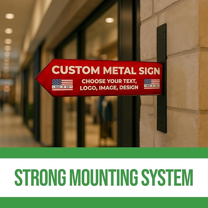 BCB Custom Left Arrow Metal Sign | Directional Signs for Indoor & Outdoor Use | Personalized Rust-Free Metal Yard Display | Weatherproof Road Arrow Marker | Multiple Sizes | Made in USA