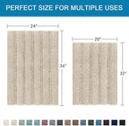 H.VERSAILTEX Bathroom Rug Sets 2 Piece Bath Mats Non Slip Thick Soft Chenille Striped Bath Rug achine Washable Shower Floor Rugs for Tub, Shower and Floor (Fog, 20" x 32"/24" x 36")