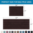 Non Slip Thick Shaggy Chenille Bathroom Rug Mat Set Extra Soft and Absorbent Striped Floor Rugs, 2 Piece, Machine-Washable