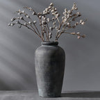 Large Ceramic Rustic Vase, 11 inch Minimalist Decorative Farmhouse Tall Vase for Home Decor, Living Room, Shelf Decor, Enterway, Wedding, Table Decoration, Bronze