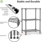 450 lbs Steel Storage Shelving 3-Tier Utility Shelving Unit Steel Organizer Wire Rack for Home,Kitchen,Office (11.8" D x 17.7" W x 26.3" H) | 450 lbs, for Home, Kitchen, Office