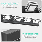 SOLFART Bathroom Vanity Light Over Mirror - 4 Light Led Vanity Light Fixture 26inch Matt Black Lights for Bath 5CCT