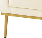 Merax Luxury Velvet Accent Chair, Modern Mid-Century Armchair for Living Room, Bedroom Reading Corner, Comfortable Tufted Single Seater Sofa Chair with Iron Legs (Beige)