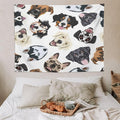 VUMIVI Dog-Head Tapestry Cartoon Pet Illustrations Cute Funny Animals Colorful Graffiti Tapestry Wall Hanging for Living Room Bedroom Dorm Classroom Aesthetic Decor W80xL60in