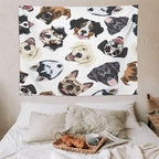 VUMIVI Dog-Head Tapestry Cartoon Pet Illustrations Cute Funny Animals Colorful Graffiti Tapestry Wall Hanging for Living Room Bedroom Dorm Classroom Aesthetic Decor W80xL60in