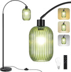 COTTHOS Glass Floor Lamp for Living Room, Modern Standing Lamp with Ribbed Glass Lampshade Marble Base, 68” Tall Lamp with Remote Control and Pedal Switch for Bedroom(6000K LED Bulb Included)