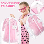 Geelin 14 Pcs Garment Bags for Dance Costumes PVC Clear with Zippers 20 x 40 Inch Garment Bag with Pockets Dance Costume Organizer Carrier for Storage Cover for Adult(Translucent White)