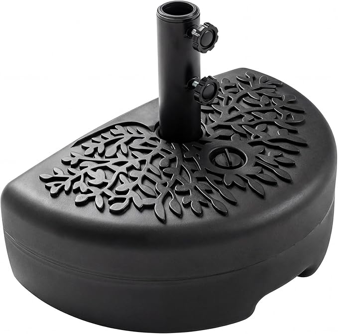 Tangkuls 55 LBS Half Round Umbrella Base, Water & Sand Fillable Heavy Duty Umbrella Weight for 1.57” & 1.91” Poles, Patio Umbrella Base for Deck Lawn Poolside, Textured (55, Pounds)