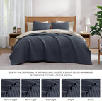 WRENSONGE Queen Quilt-3 Pieces Lightweight Bedspreads Blue Grey Queen Size Quilt Bedding Set for All Seasons, Soft Summer Coverlet with 2 Pillow Shams Suitable for Bed, Couch