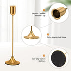 6 Pcs Brass Gold Candle Holders Set, Candelabra Tall Candle Stand, Metal Taper Candlestick Holders for Dining, Table Centerpieces & Vintage Home Decor– Housewarming Gift, Mantel Decor