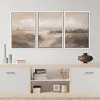 MUDECOR Framed Canvas Print Wall Art Serene Landscape Neutral Coastal Illustrations Realism Decorative for Living Room, Bedroom, Office - 24"x36"x3 White
