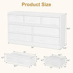 GarveeHome 7 Drawer Dresser for Bedroom, 54in Wide Antique White 7 Chest of Drawers with Large Storage, Wooden Dresser Organizer for Living Room, Nursery, Entryway