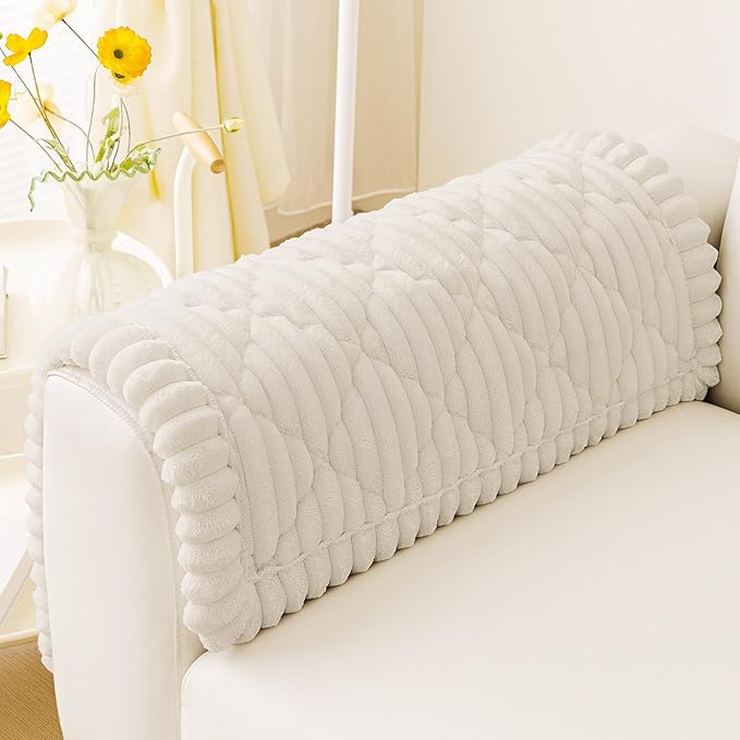 Smiry Pet Couch Cover for Dogs Washable, Non-Slip Fuzzy Couch Covers for 3 Cushion Sofa Pet Friendly, Soft Thick Furniture Protector Sofa Slipcover Mat for Dogs (White, 27.6" x 27.6")