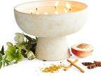Blueme Calm Candle | Osmanthus & Sandalwood | 6 Wick - Refillable Wellness Candle with Essential Oils, Hand Finished & Poured Soy Wax Blend Ceramic Vessel, Natural Cotton Wicks | Giant 45 oz