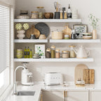 Heimlove 12" Deep White Floating Shelves for Wall, 24 Inch Shelf Bathroom Shelves Set of 2, Mounted Shelves for Books Living Room Laundry Room Bedroom Kitchen Home Office