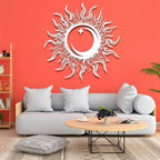 KingGenius Sun Moon Star Wall Decor,Metal Sun Wall Art,Sun Moon Art,Celestial Decor (White, 23.6"x23.6"/60x60cm, Metal Wall Art)