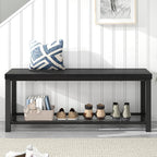 EXCEFUR Entryway Bench, Modern Wood and Metal Storage Bench for Hallway Front Door Entrance, Industrial Indoor Shoe Rack Bench Seat for Bedroom Living Room, 43.3 Inch Black