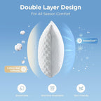 Sophia & William Cooling Bed Pillow for Sleeping (King Size Set of 2) Adjustable Shredded Memory Foam Pillow for Side, Back and Stomach Sleepers