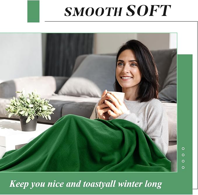 Newwiee 48 Pcs Fleece Throw Blankets Bulk 50'' x 60'' Oeko-tex Standard 100 Certified Spring Outdoor Wedding Guest Blankets Lightweight for Sleepover Donation Lap Pet Sofa Home (Green)