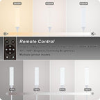 Floor Lamp with Remote Control, Floor Lamps for Living Room/Bedroom/Office, Stepless Adjustable 3000K-6000K Colors and 10-100% Brightness,Standing Light with Foot Switch (White+Beige Linen)