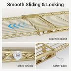 VIPEK X20 Expandable Metal Clothing Rack Adjustable from 3'3" to 4'8" Heavy Duty Garment Racks with Adjustable Shelves and Hanger Rods Portable Wardrobe Open Closet Rack System, Gold