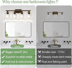 4-Light Bathroom Light Fixtures, Vanity Light with Clear Glass Shades, Oil-Rubbed Bronze Bathroom Light Fixtures Over Mirror, Modern Bathroom Wall Lamp for Mirror Living Room Cabinet Bedroom