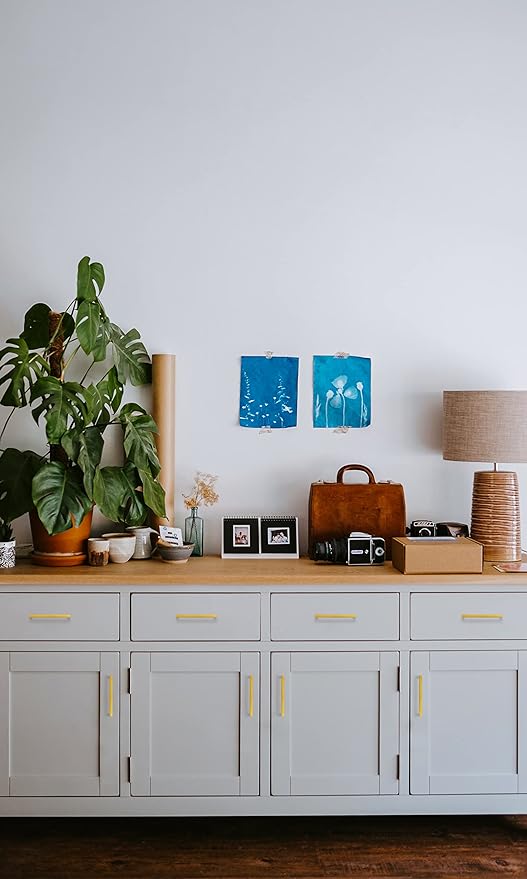 Ravinte 5 Pack Solid 5 Inch Kitchen Square Cabinet Handles Brushed Brass Drawer Pulls Kitchen Cabinet Hardware Handles