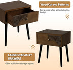 COSIEST Nightstand with Storage Drawer, Mid Century Modern Nightstand, Accent Side Table, Vintage Wood Luxury Night Stand Small Wood End Table for Bedroom, Living Room, Walnut