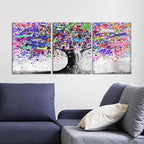 Novatique Graffiti Wall Decor Colorful Tree Wall Art Abstract Pop Graffiti Posters Canvas Print Street Art Tree of Life Wall Art Home Decor for Living Room Bathroom,12" x 16" x 3Pcs
