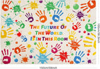 Colorful Kids Handprints Area Rug, Non-Slip Play Mat, Ultra Soft Thick Plush Indoor Rug for Playroom, Classroom, Nursery Decor (59 X 39.4 INCH)