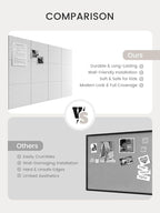 Bumusty Large Cork Board 48" x 36" Alternative - 12 Pack Felt Wall Tiles with 70 Safe Removable Adhesive Tabs, 30 Pushpins, Cork Boards for Walls Pin Board Bulletin Board Office Decor (Light Gray)