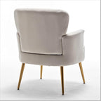Trendy Velvet Accent Chair with Gold Metal Legs, Upholstered Armchair for Small to Mid-Size Spaces, Modern Living Room, Bedroom, Vanity Desk and Entryway, Ivory