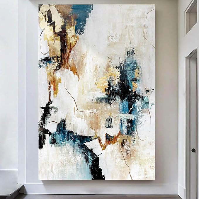 Canvas Wall Art Abstract Large Wall Decor Living Room Framed Pictures for Bedroom Yellow Teal Artwork for Walls Home Decor