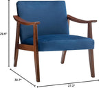 Accent Chair with Velvet Upholstery and Solid Wood Frame, Classic Mid-Century Modern Living Room Furniture for Extra Seating, Dark Blue