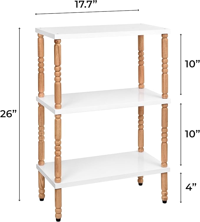 White Bookcase by Natural Wood, 3 Tier Bookshelf, Small Book Shelves Freestanding Display Storage Shelves. Open Bookshelf for Bedroom, Living Room and Office (White, 2 Tier)