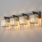 Modern Bathroom Vanity Light 4-Lights Modern Black Crystal Wall Light Bathroom Vanity Light Fixtures