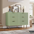 GarveeHome Green 6 Drawer Dresser for Bedroom, Fluted 47.2 in Wide Modern Chest of Drawers with Deep Drawers, Long Large Double Dresser TV Stand for Living Room, Hallway, Kids Room
