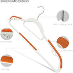 20 Pack Heavy Duty Plastic Hangers, Non Slip Clothes Hangers with Rubber Pads and 360° Hook - Thin Space Saving Hanger, Closet Organizer for Shirt, Pants, Suit, Skirt, Coat - Orange
