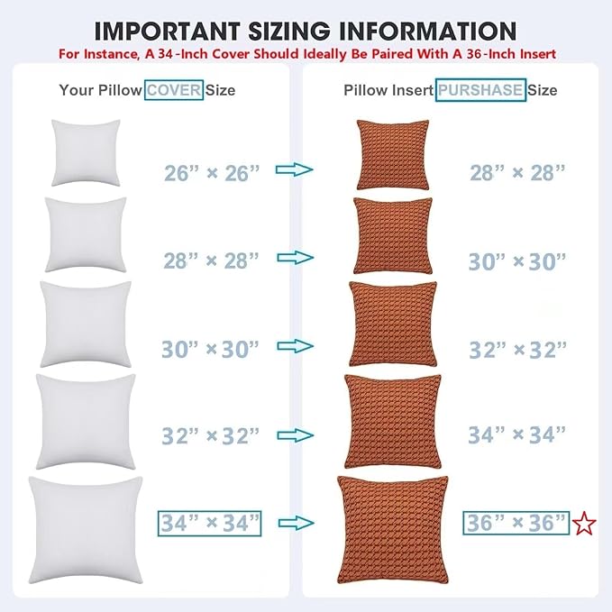 WINGLAM Throw Pillow Inserts 1-Pack, 36x36 Inches Square Decorative Pillow Stuffers, Hypoallergenic Ultra Soft Lightweight Down Alternative Polyester, White Sham Stuffer Pillows（1）