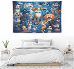 VUMIVI Cartoon Dog Tapestry Cute Puppy Pet Lovers Animal Theme Colorful Illustration Tapestry Wall Hanging for Living Room Bedroom Dorm Classroom Aesthetic Decor W60xL40in