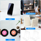 SHENLIU 12 Pack Clear Book Stand, 6x4 Inch Acrylic Easel Stand Book Display Holder, Display Stands for Album, CD, Music Sheets, Plate, Artworks, Phone, Tablet, Magazine, Postcard