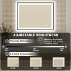 48x36 LED Bathroom Mirrors for Wall - Black Aluminum Framed(Front and Backlit),Anti-Fog Vanity Mirror with Lights,Stepless Dimmable Lighted Mirror,3 Colors Smart Mirror(Horizontal/Vertical)