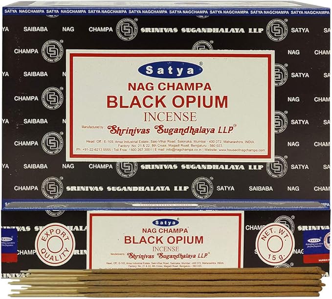 Black Opium Incense Sticks and Incense Stick Holder Bundle Insence Insense Satya Incense