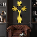 Metal Cross for Wall, Crosses Wall Decor, Cross Heart Metal Wall Art, Christian Wall Decor, Christian Cross Wall Decor, Religious Wall Decor, Faith Wall Decor, Spiritual Wall Decor (Gold, 53"x34" | 135x85cm, metal wall art)