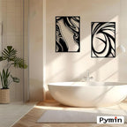 Pymin 4 Pack Modern Metal Abstract Wall Art, Minimalist Matte Black Single Line Art Décor, 3D Sculptures Textured Hanging Wall Home Decor and Shadow Effect Wall Decor for Living Room, 22.5"x15.7"